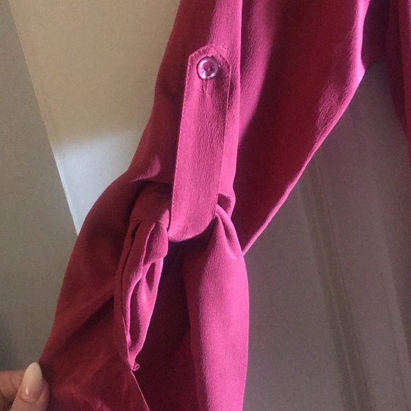 Eileen Fisher Two Tone Maroon 100% Silk Dress - Picture 3 of 4